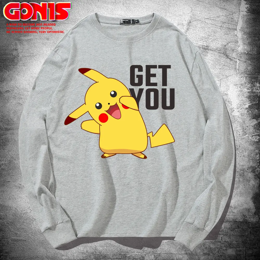 Pikachu Get You Sweatshirt Green Cotton Long Sleeve