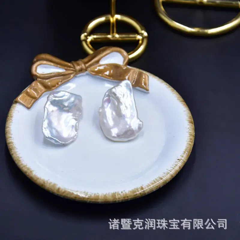 925 Silver Pearl Stud Earrings Exaggerated Style - Image 4