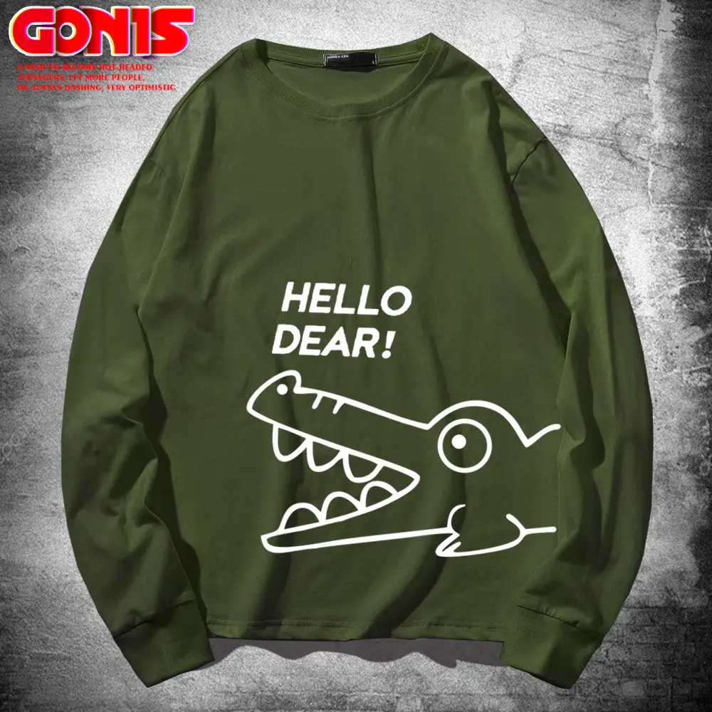 Men Green Hello Dear Croc Print Sweatshirt - Image 6