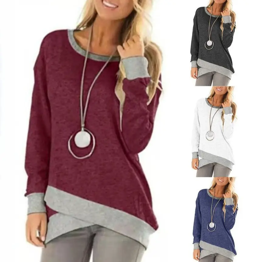 2025 Women's Long Sleeve Asymmetrical Sweatshirt Grey - Image 5