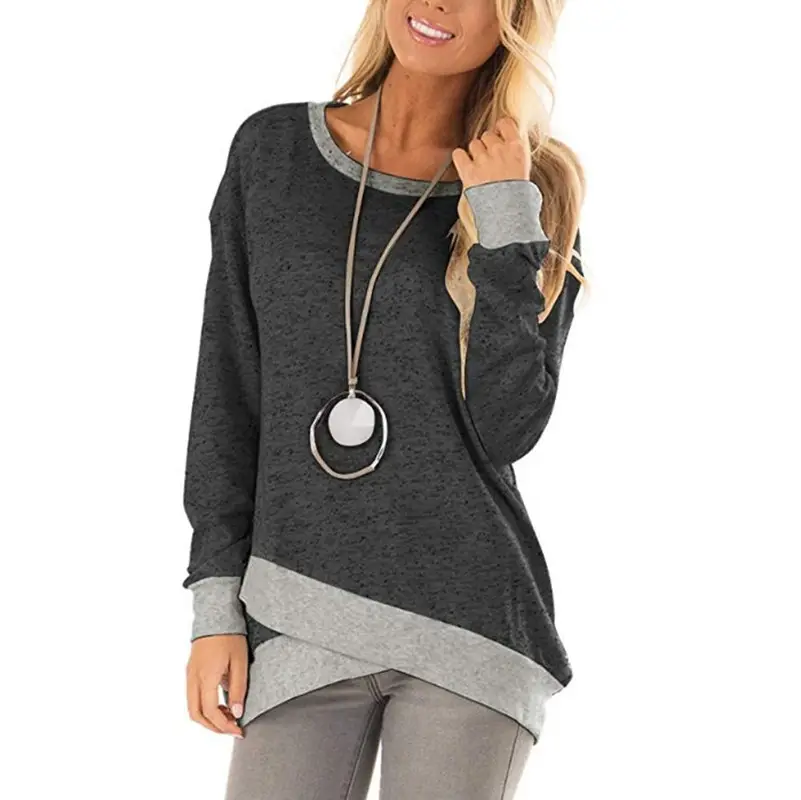 2025 Women's Long Sleeve Asymmetrical Sweatshirt Grey - Image 2