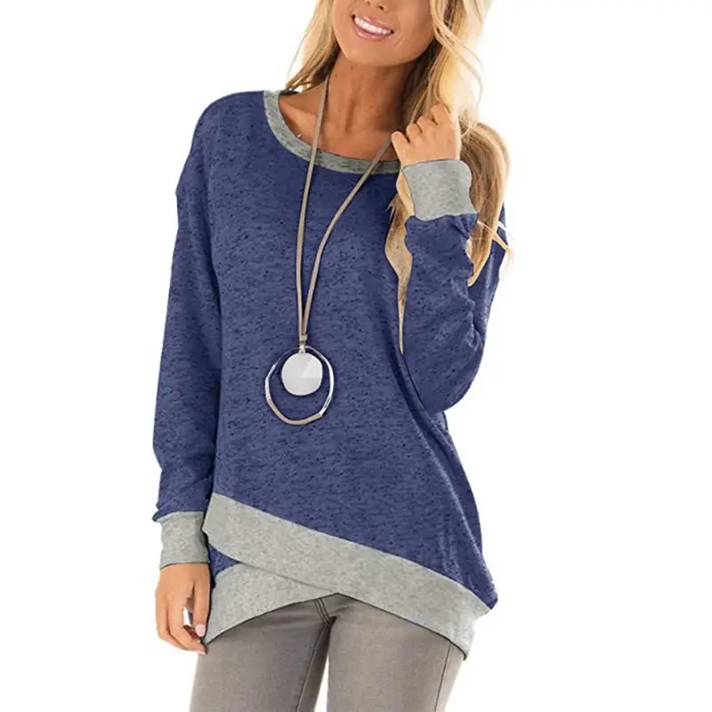 2025 Women's Long Sleeve Asymmetrical Sweatshirt Grey - Image 3