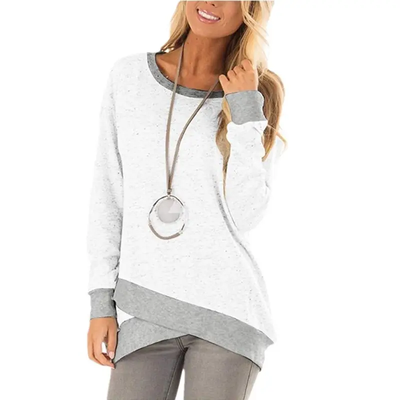 2025 Women's Long Sleeve Asymmetrical Sweatshirt Grey - Image 6