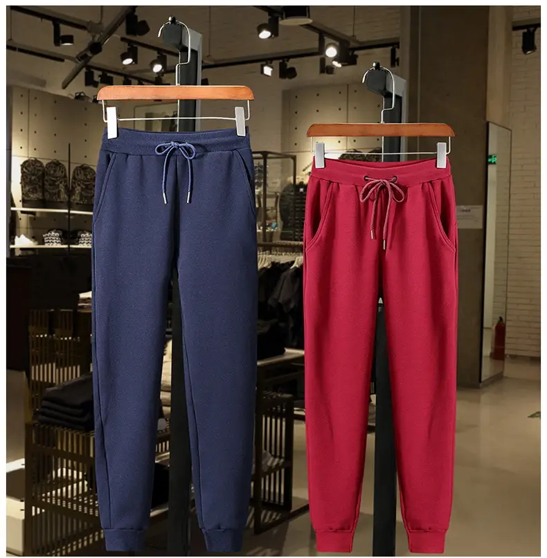 Men's Blue Cotton Cuffed Jogger Pants Casual Wear