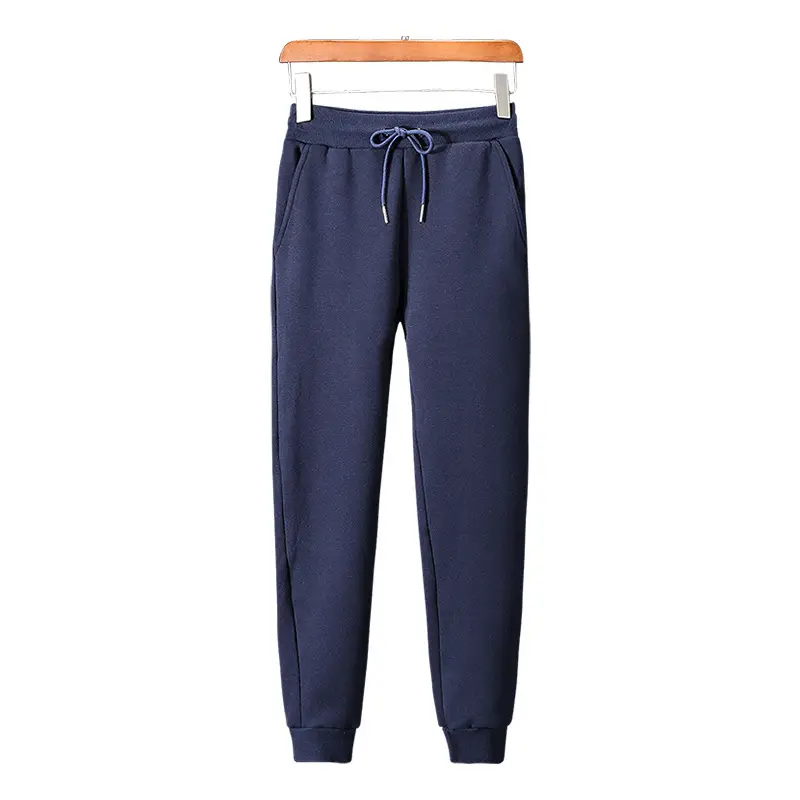 Men's Blue Cotton Cuffed Jogger Pants Casual Wear