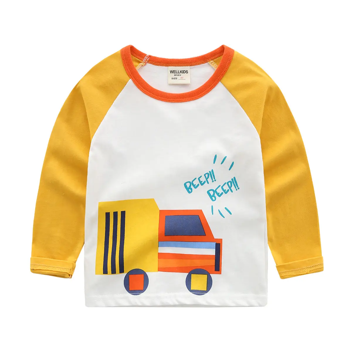 Autumn New Boys Long Sleeve Korean T-Shirt Yellow White