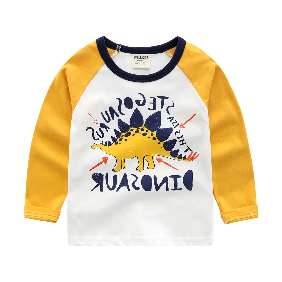 Autumn New Boys Long Sleeve Korean T-Shirt Yellow White