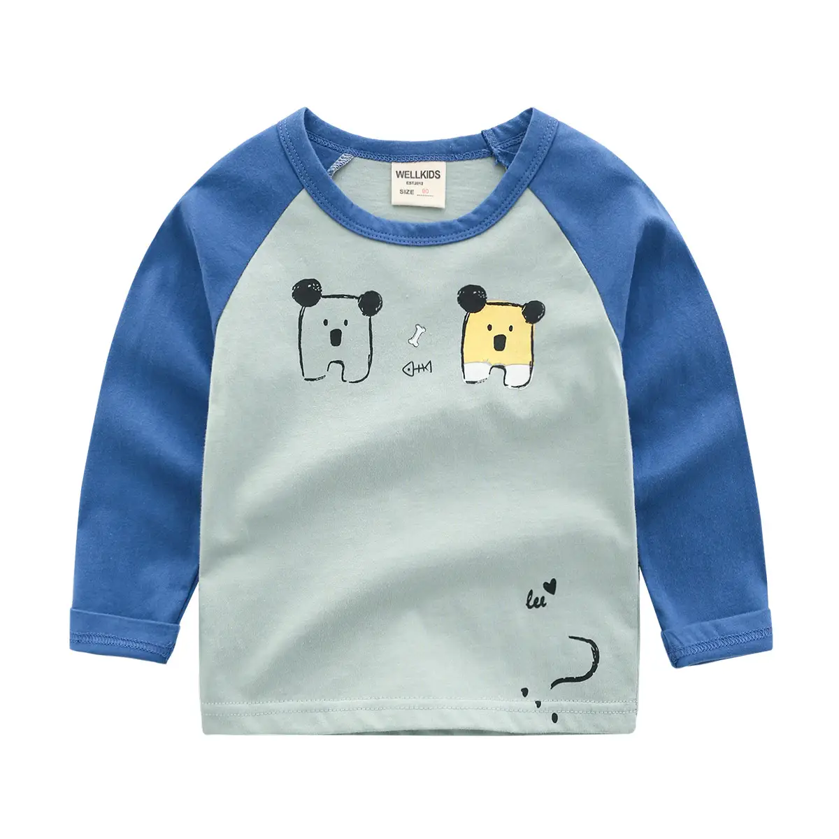 Autumn New Boys Long Sleeve Korean T-Shirt Yellow White