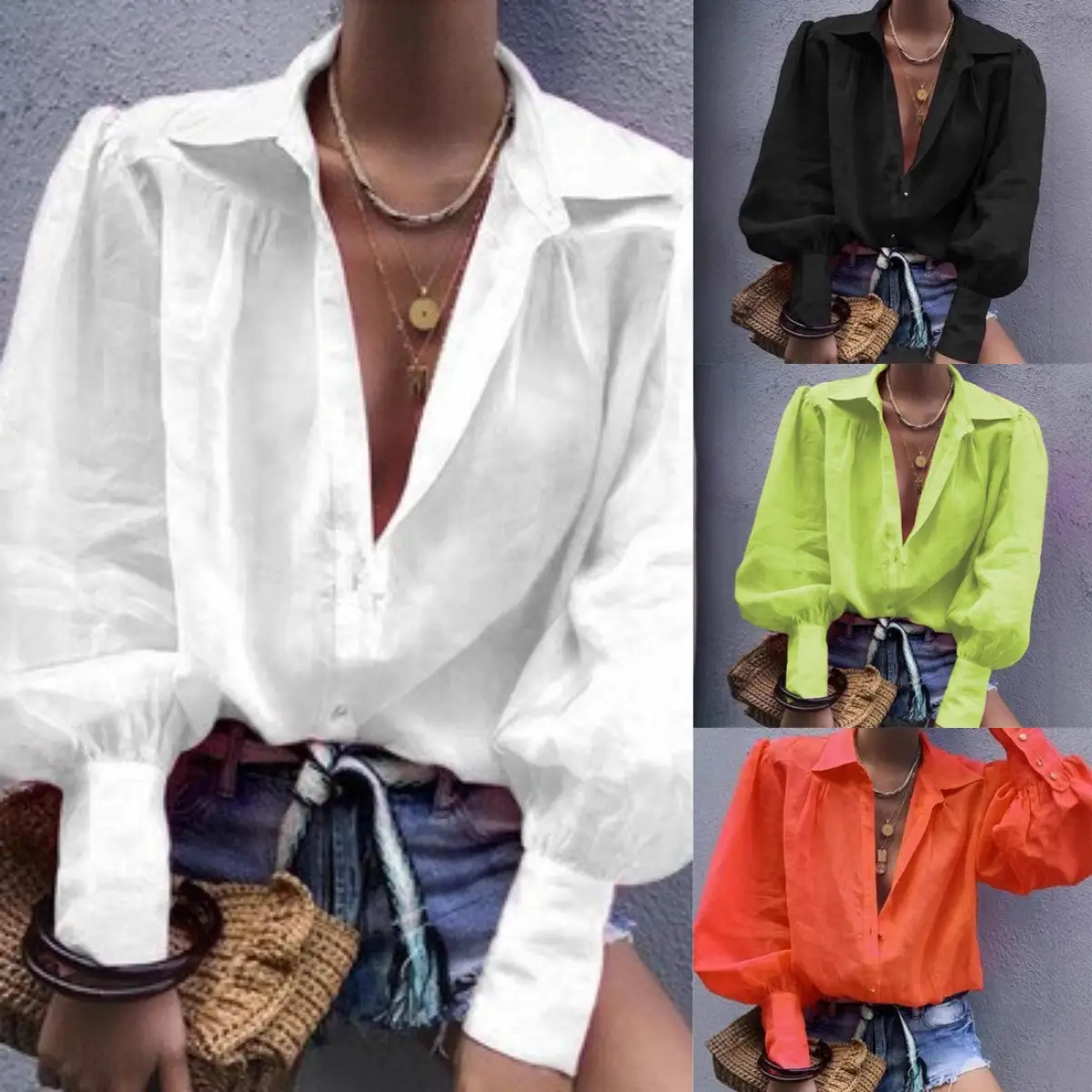 Women's Neon Collar Long Sleeve Shirt - Image 5