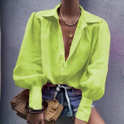 Women's Neon Collar Long Sleeve Shirt - Image 8