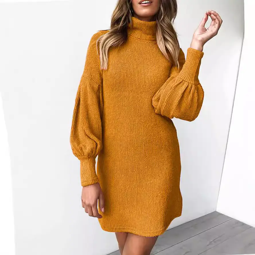 Women's Warm Round Neck Long Sleeve Hip Dress AL9105