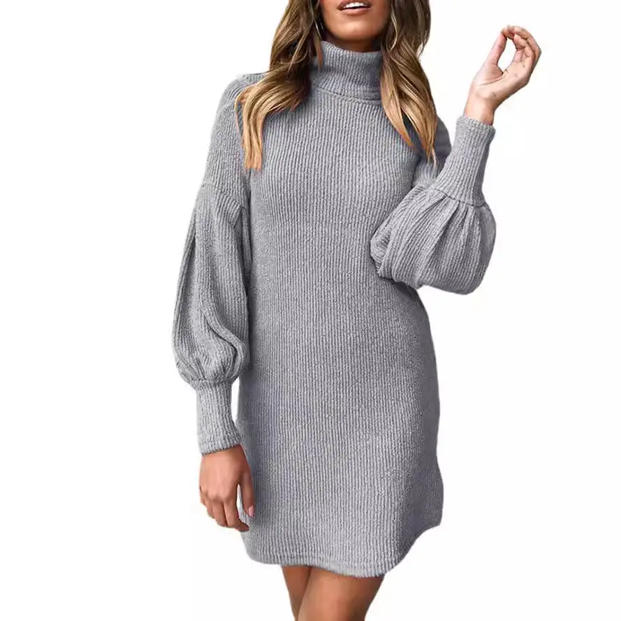 Women's Warm Round Neck Long Sleeve Hip Dress AL9105