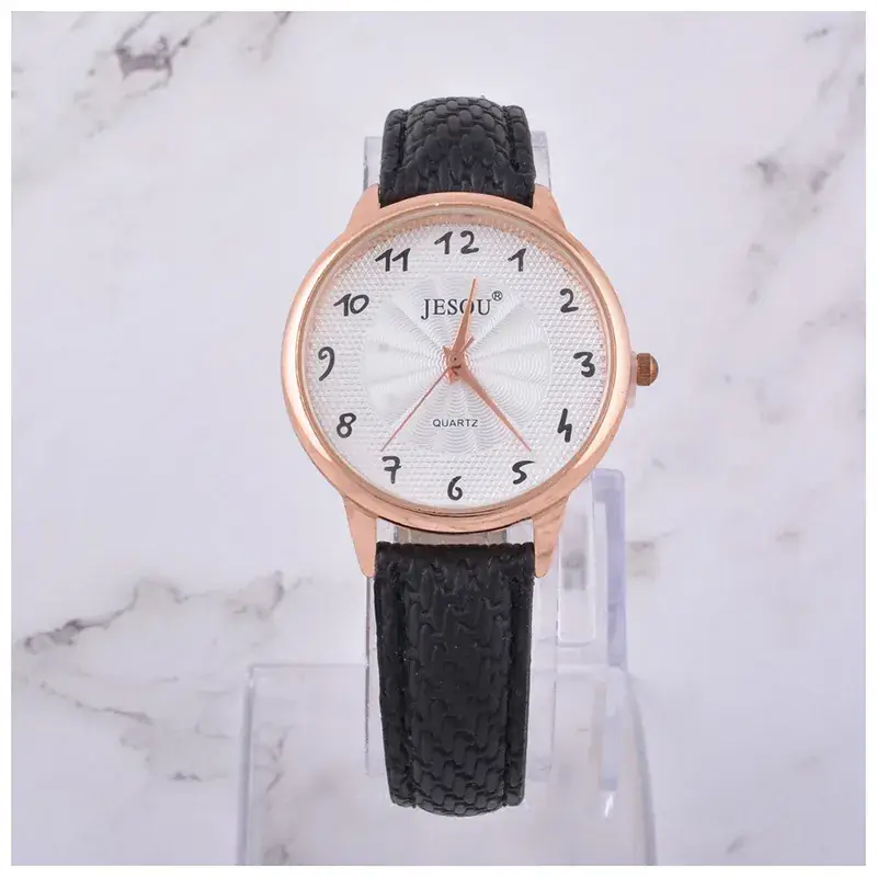 Women's Rose Gold Quartz Watch with Black Strap & Sunglasses Set - Image 7