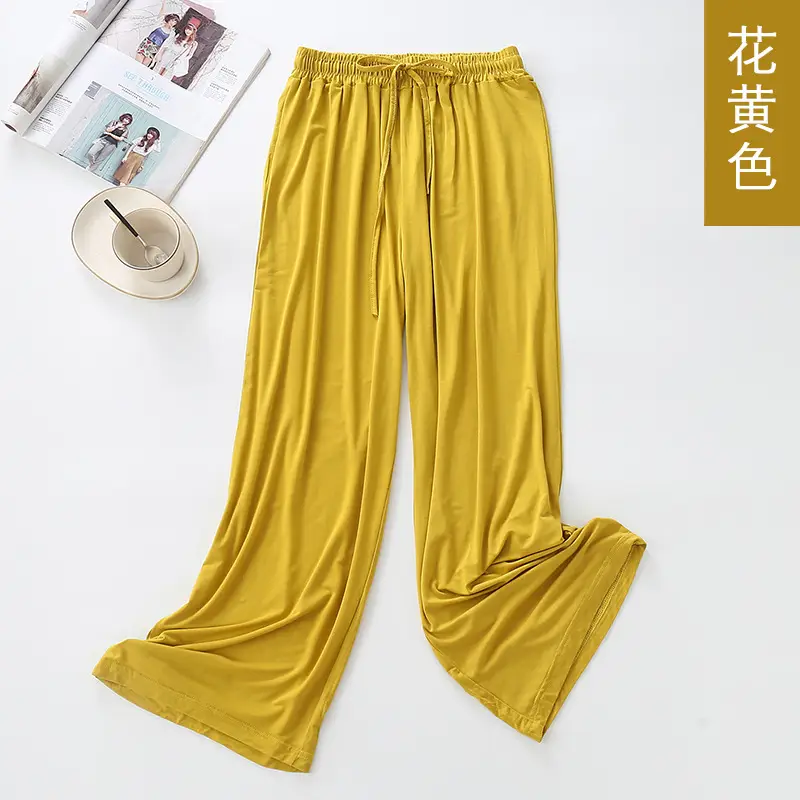 Women's Yellow Modal Wide Leg Pants - Image 12