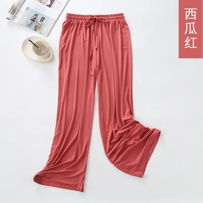 Women's Yellow Modal Wide Leg Pants - Image 14