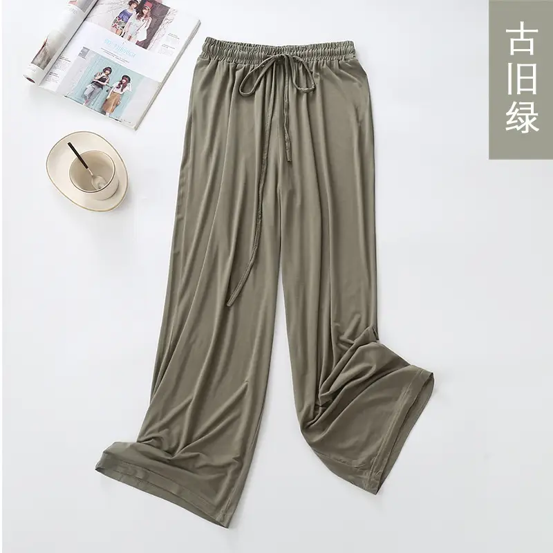 Women's Yellow Modal Wide Leg Pants - Image 9