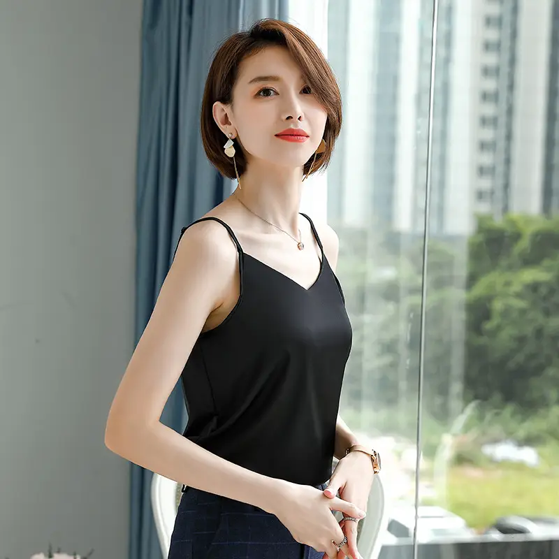Women V-Neck Silk Top White 2026 - Image 3