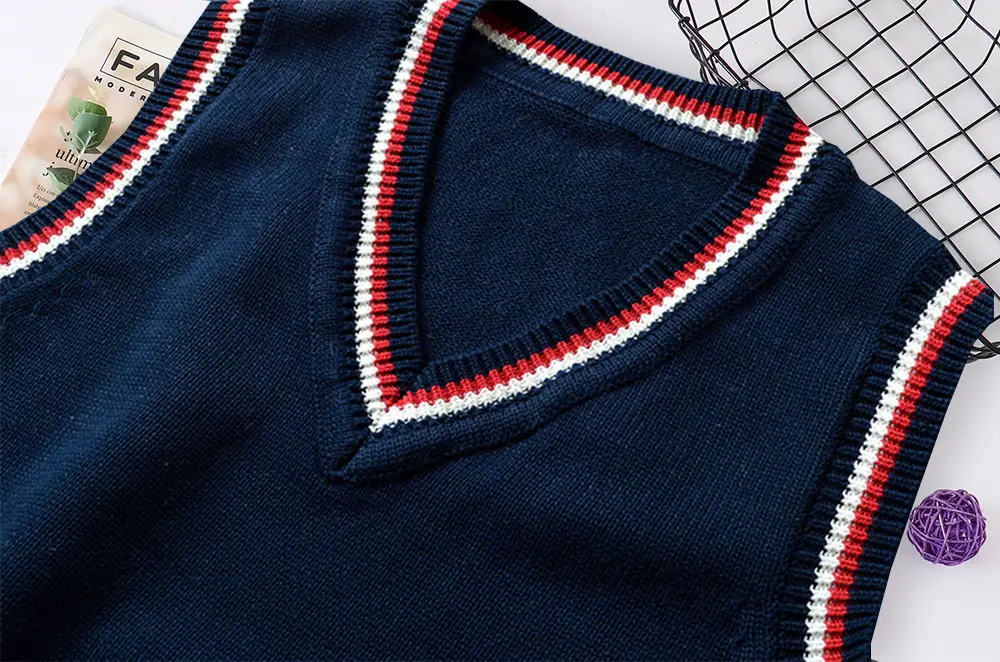 V-Neck Color Matching Unisex Sweater Vest - Image 4