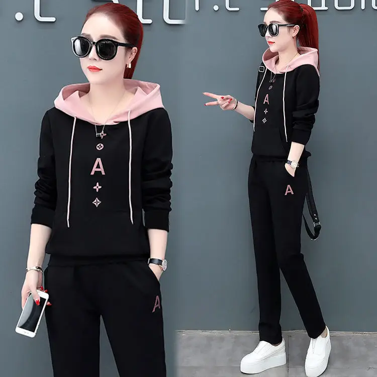 Women Red Black Casual Sports Suit 2019 Large - Image 3