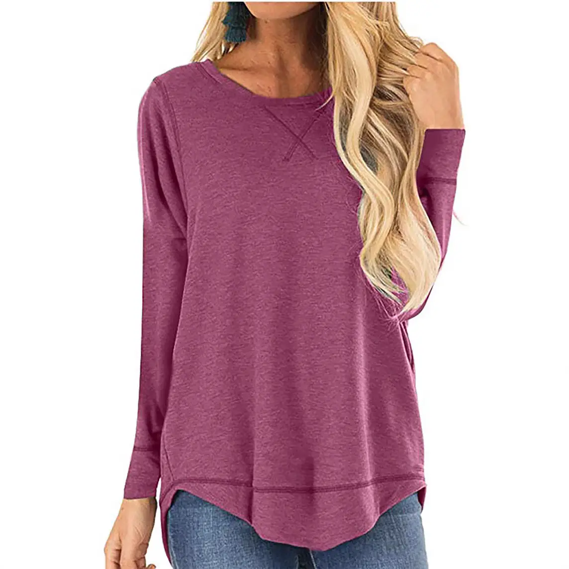 Women 2025 Black Long Sleeve T-Shirt Loose Fit Cotton - Image 8