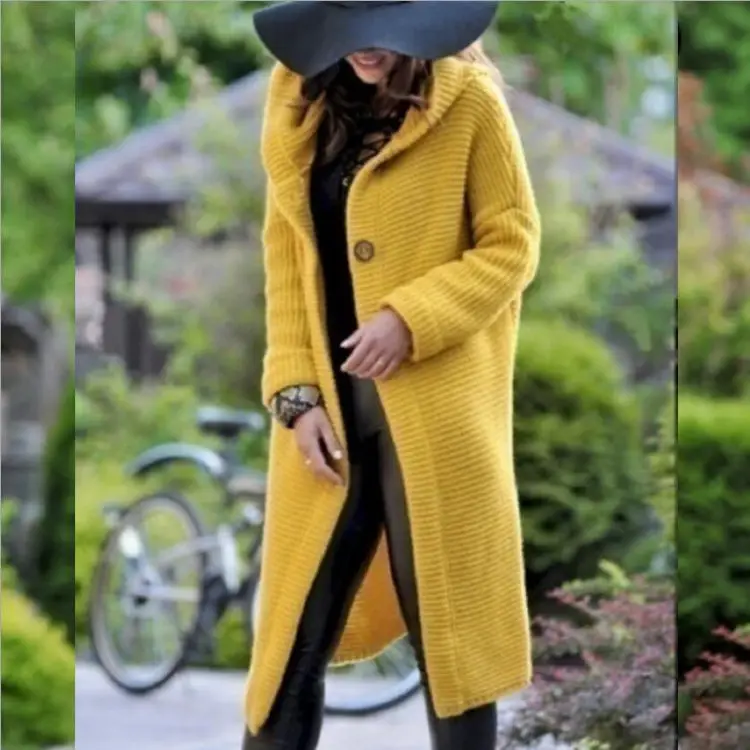 Women's Green Knitted Cardigan Large Size Mid-Length - Image 10