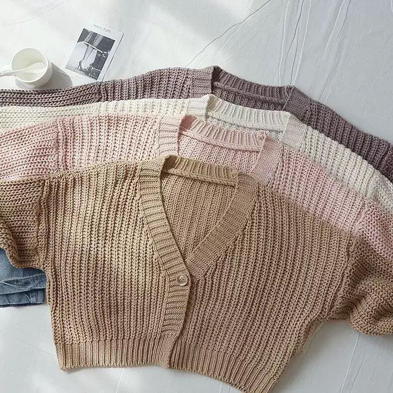 Women's Yellow Knitted V-Neck Cardigan Sweater — feature 14