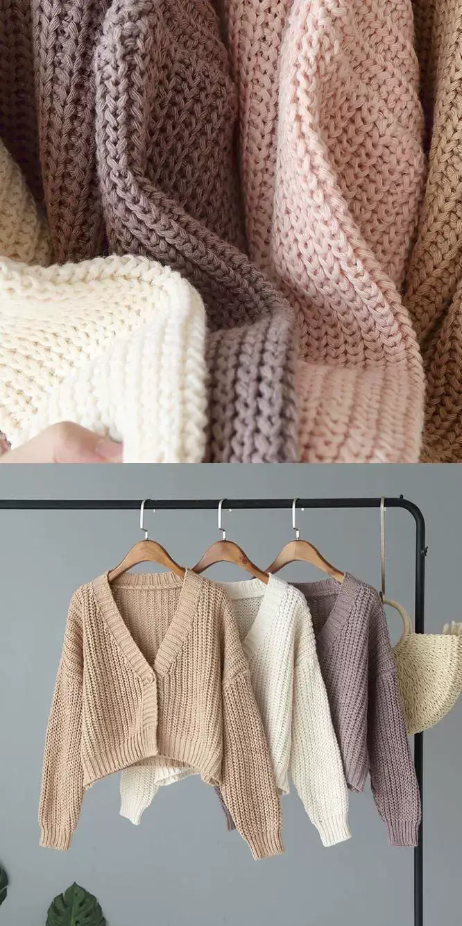 Women's Yellow Knitted V-Neck Cardigan Sweater — feature 7