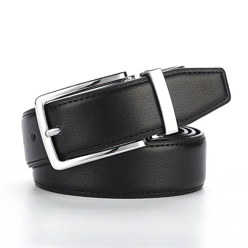Black Leather Belt with Pin Buckle for Men - Image 8