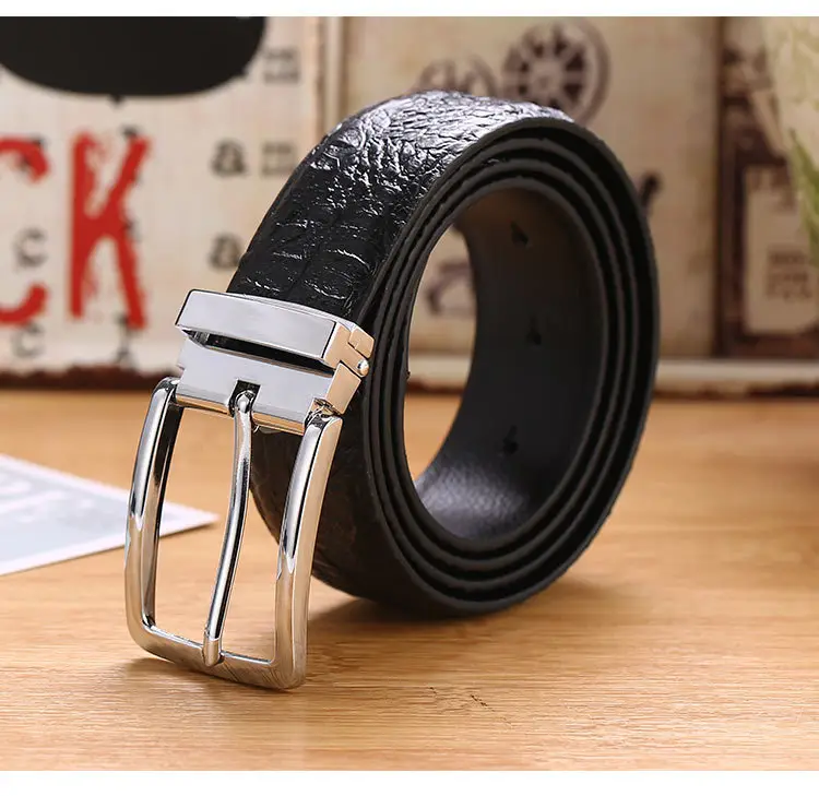 Black Leather Belt with Pin Buckle for Men β feature 9
