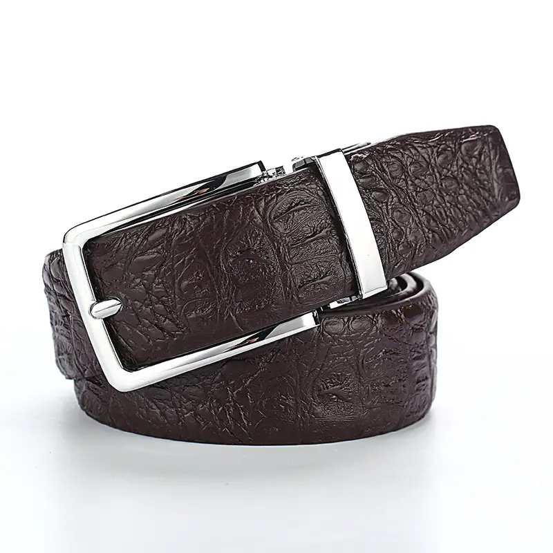 Black Leather Belt with Pin Buckle for Men - Image 3