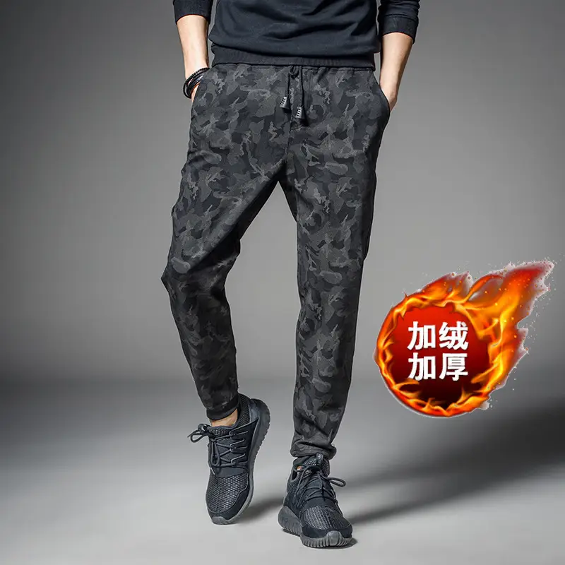 Men's Black Camouflage Warm Leggings Fall Winter - Image 3