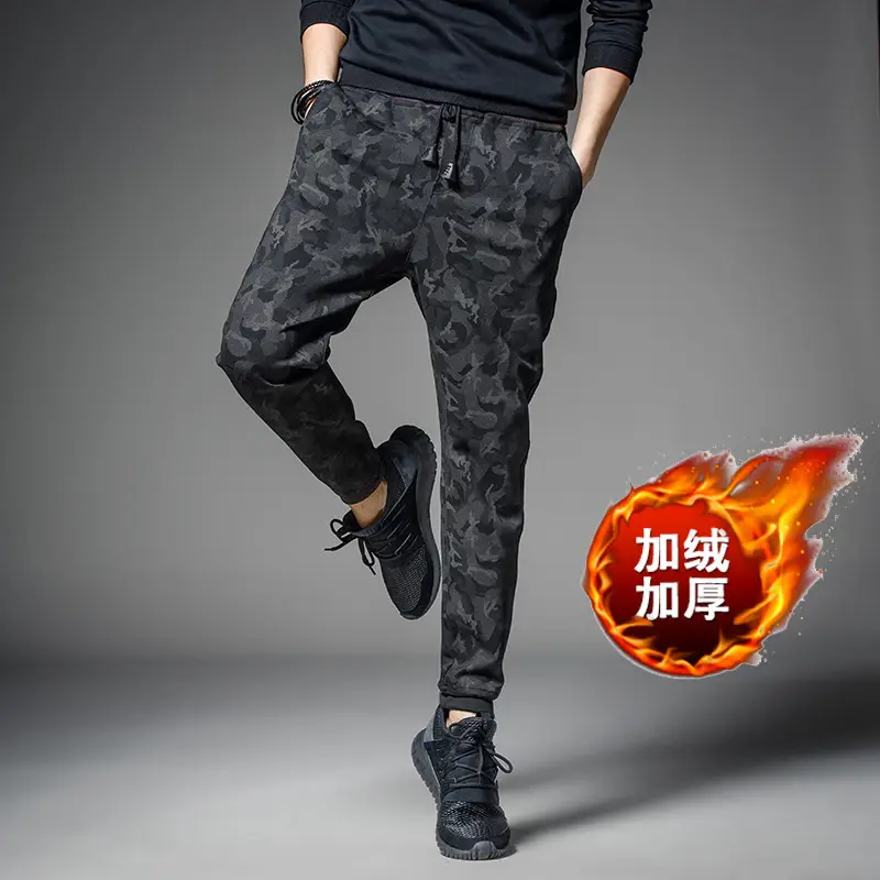 Men's Black Camouflage Warm Leggings Fall Winter - Image 5