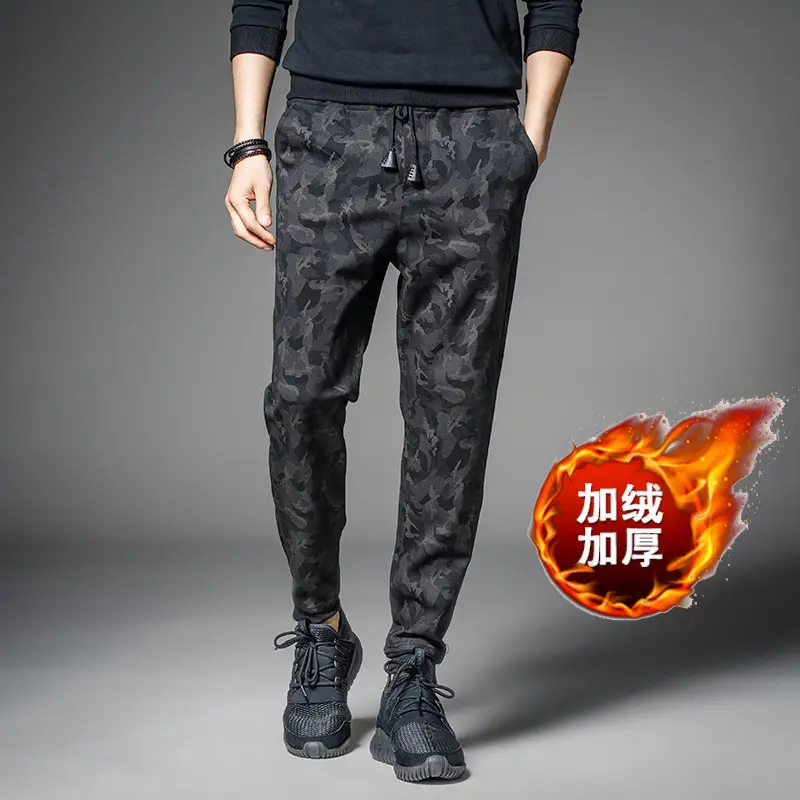Men's Black Camouflage Warm Leggings Fall Winter - Image 8