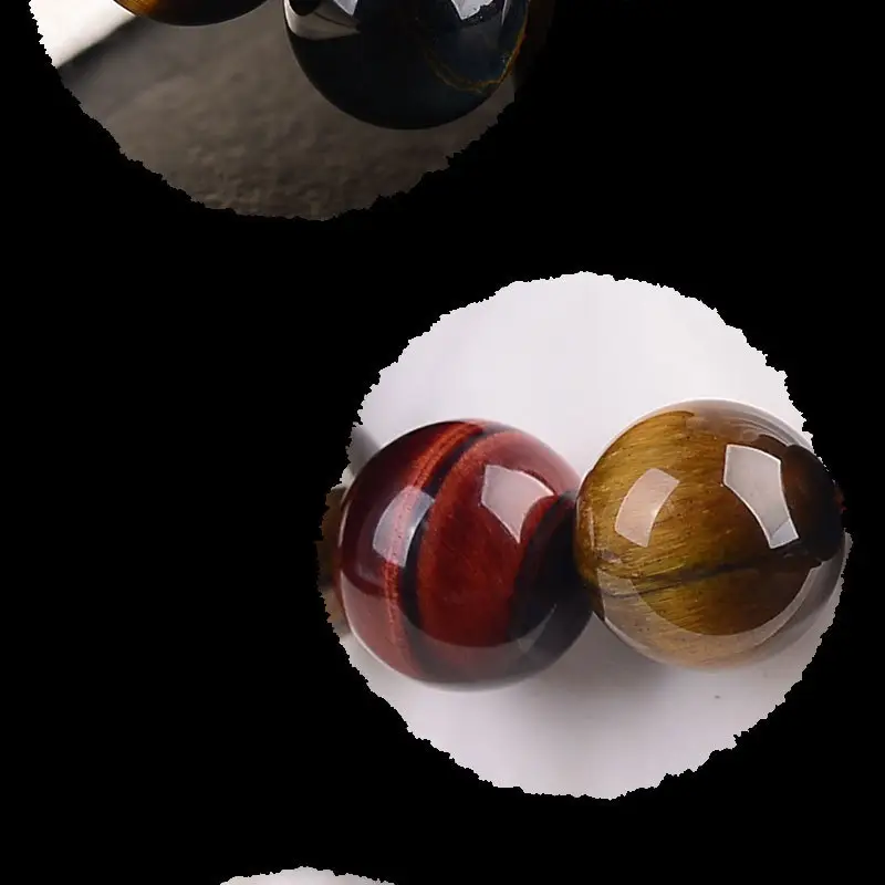 Tiger Eye Bracelet Red Gold Blue Wood Single Ring 10-12mm — feature 7