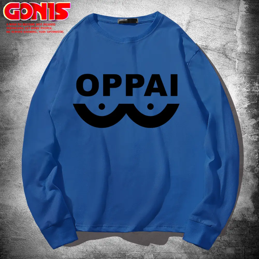 Men Navy Blue Oppai Moustache Sweatshirt Pure Cotton Autumn - Image 5