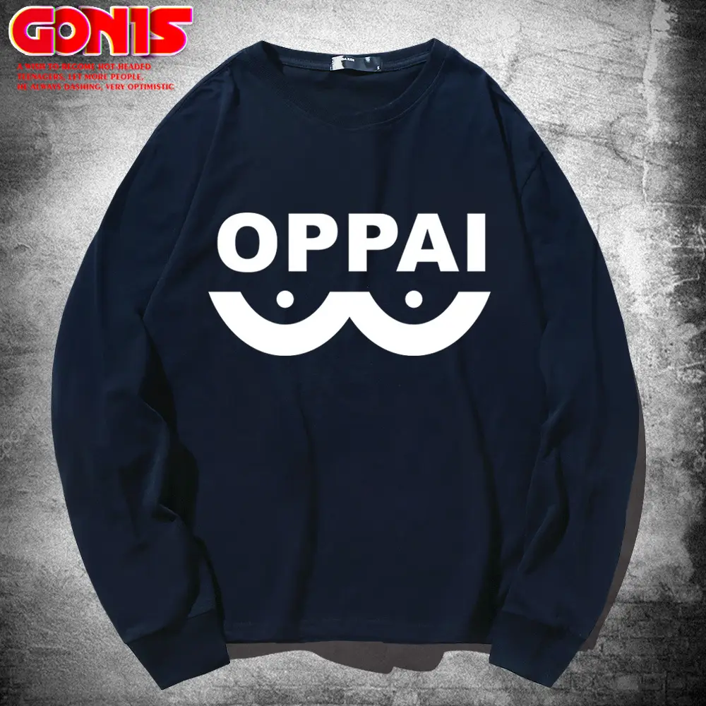 Men Navy Blue Oppai Moustache Sweatshirt Pure Cotton Autumn - Image 9
