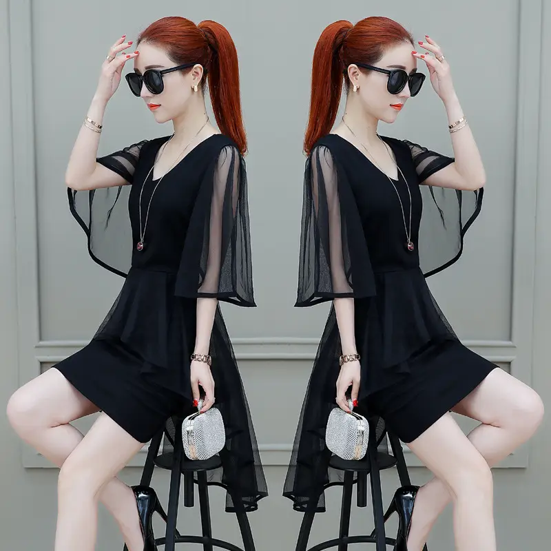 Black Slim Fitting Dress with Waist-Cinching 2025 Summer - Image 4