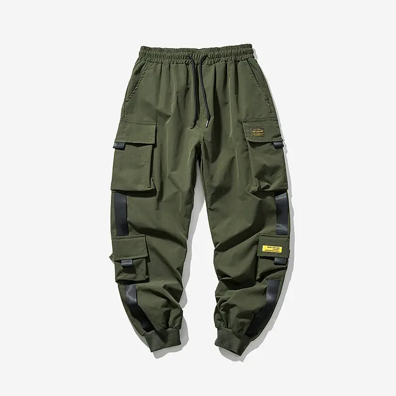 Japanese-Style Cropped Jogger Pants Men Multi-Pocket Winter