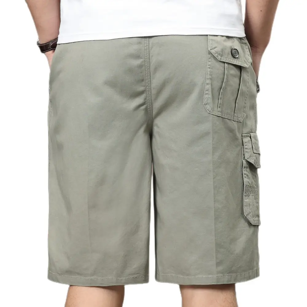 Men Cotton Five-Pocket Shorts Olive Green Large - Image 9