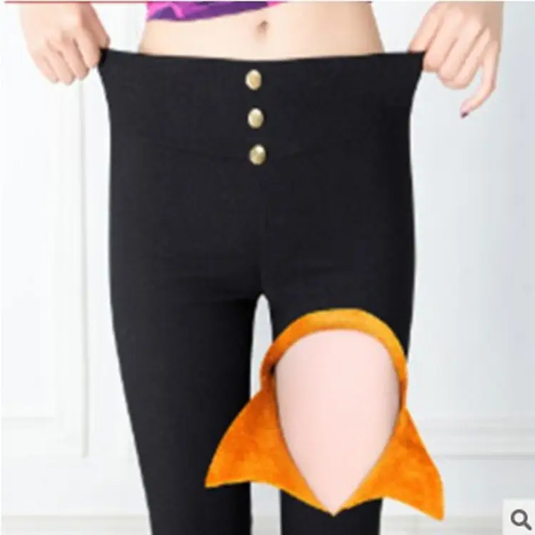 Women's Black Velvet Pencil Pants with 3-Button Front