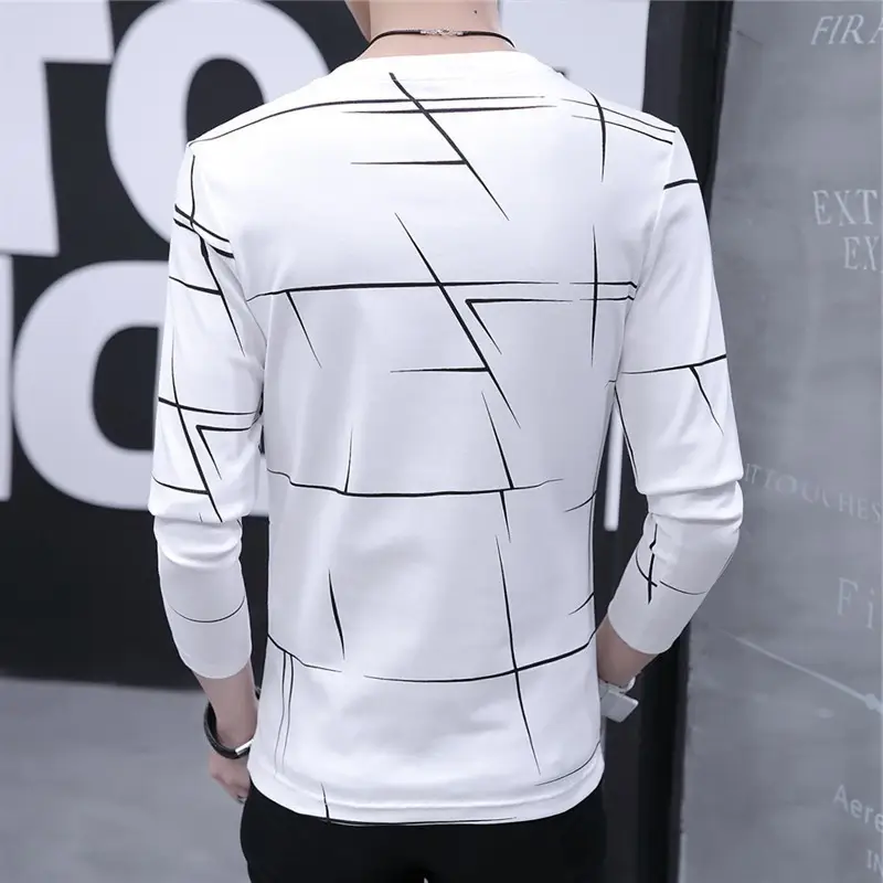 Men's 2019 Long Sleeve T-Shirt Black Streetwear Style