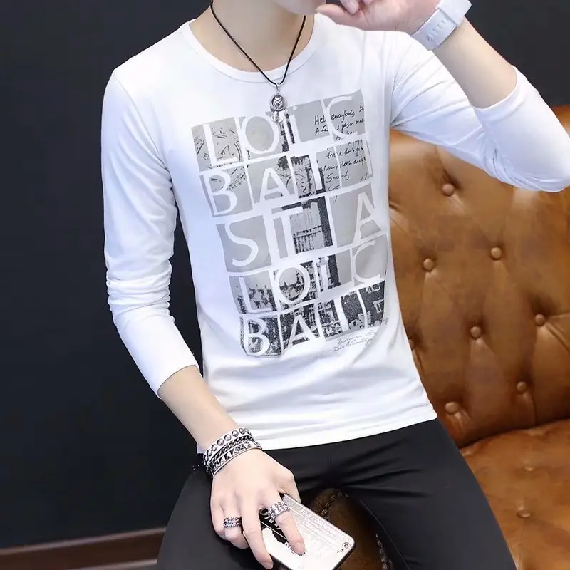 Men's 2019 Long Sleeve T-Shirt Black Streetwear Style