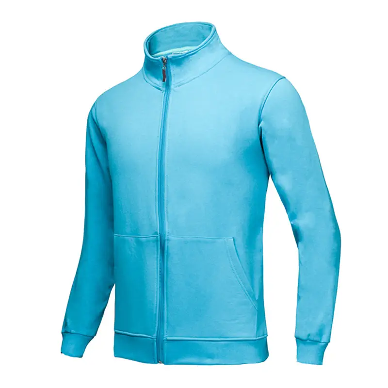 Blue Fleece Zipper Jacket for Men Winter Wear