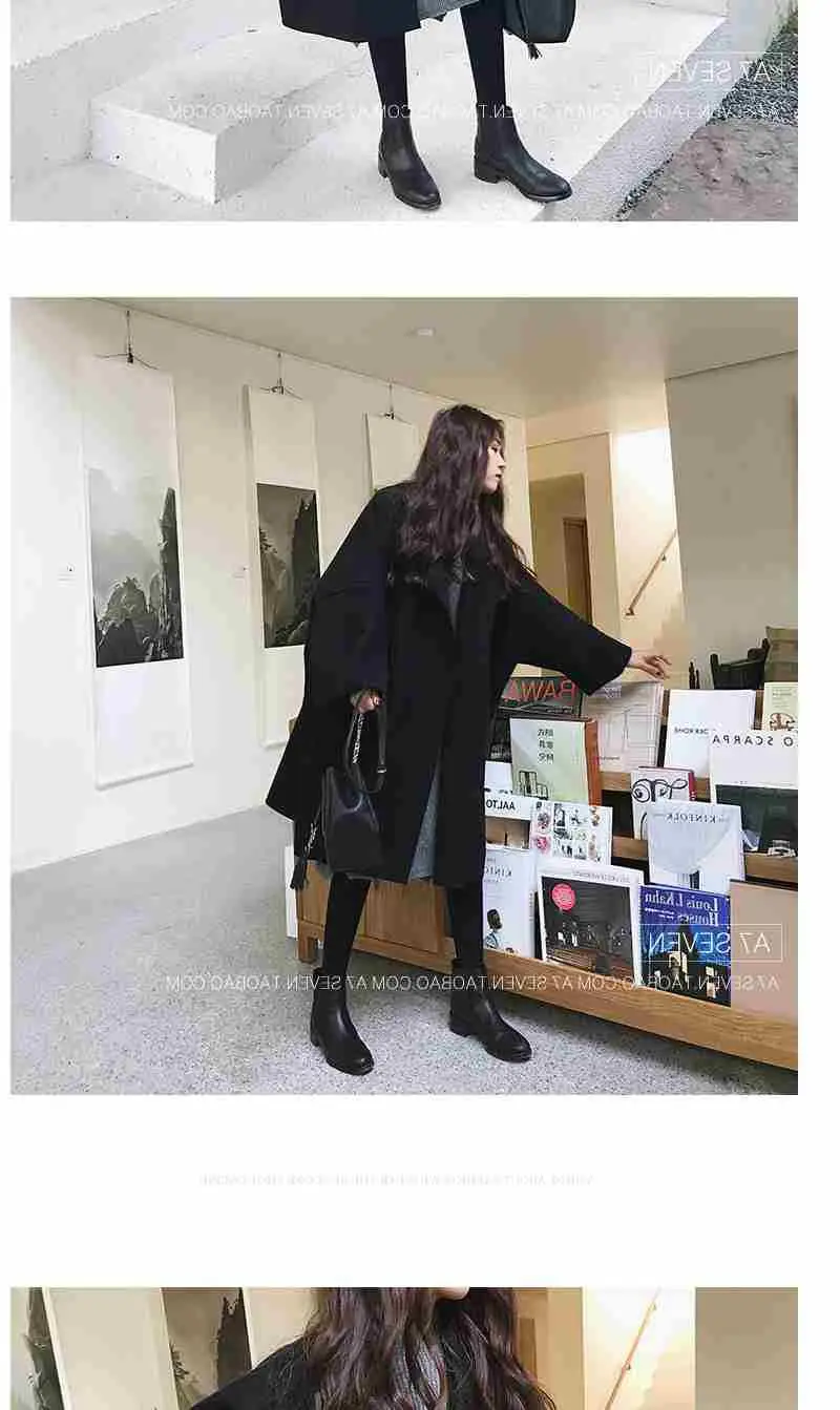 Women Woolen Coat Brown Large Loose Fit — feature 14