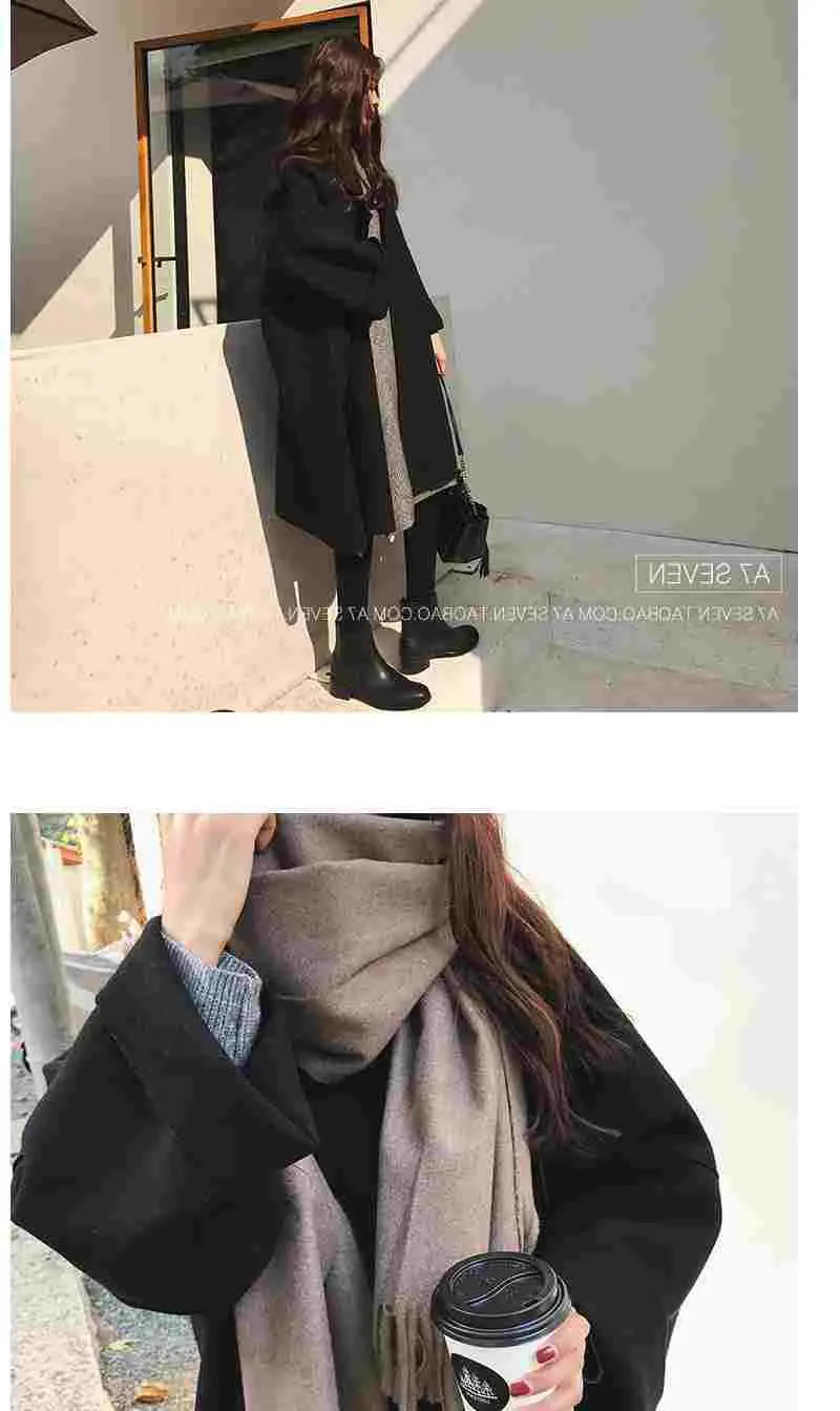 Women Woolen Coat Brown Large Loose Fit — feature 16