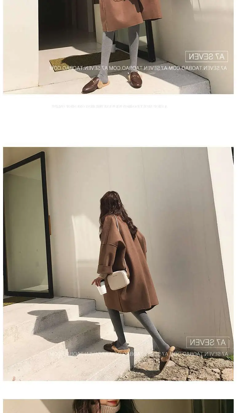 Women Woolen Coat Brown Large Loose Fit — feature 5