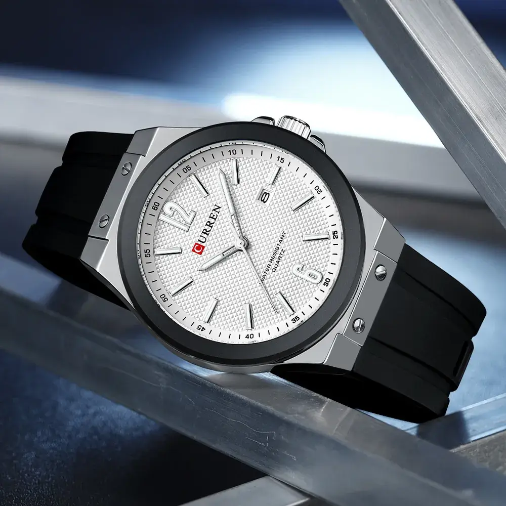 Curren Men's Waterproof Calendar Round Watch Black - Image 9