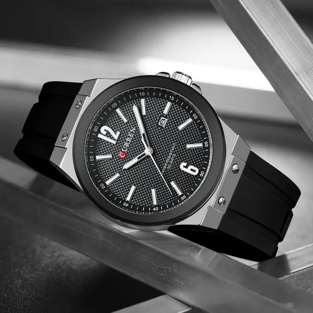 Curren Men's Waterproof Calendar Round Watch Black - Image 10