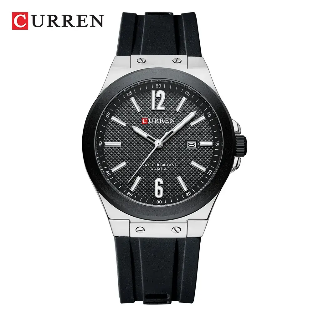 Curren Men's Waterproof Calendar Round Watch Black - Image 3