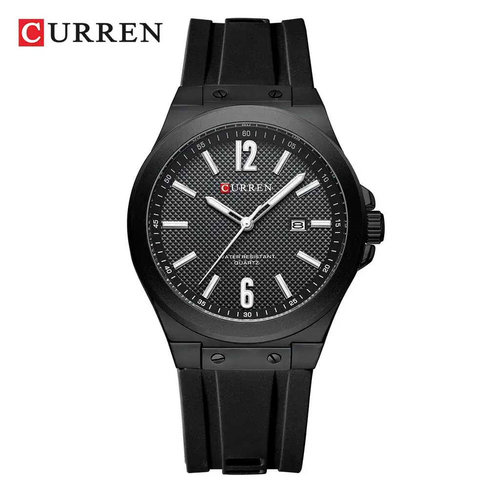 Curren Men's Waterproof Calendar Round Watch Black - Image 5